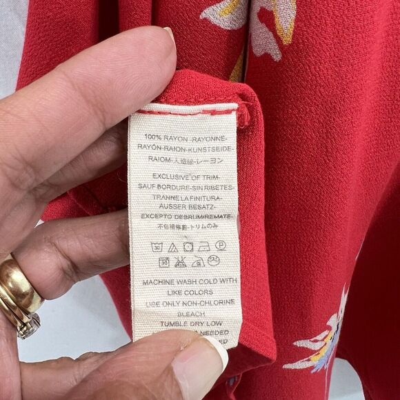 Free People Red Time On My Side S Wrap Mini Dress 3/4 Flutter Sleeves - Picture 9 of 12